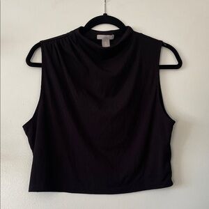H&M|Black Sleeveless High Neck Women's Crop Top|Large|EUC